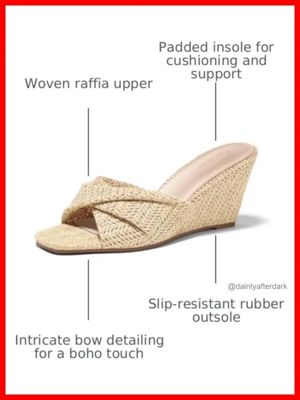 Women's Square Open Toe Espadrille Wedge Sandals Slip On Raffia High Heel Summer